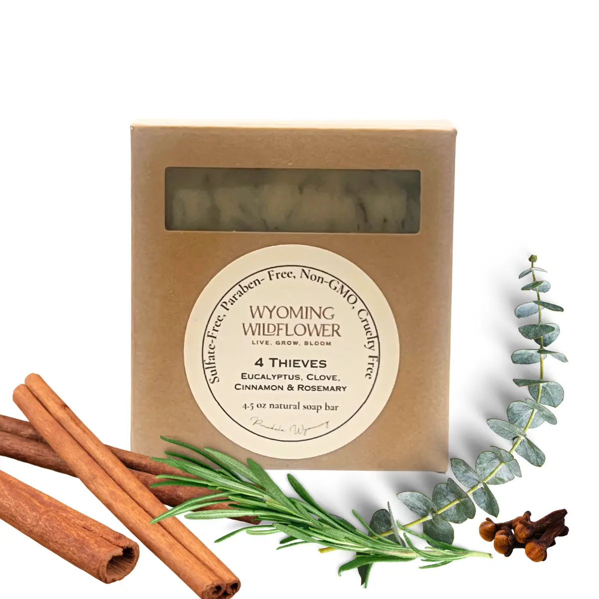 4 Thieves- Eucalyptus, Clove, Cinnamon & Rosemary Natural Soap Bar Body Care Coconut Blend