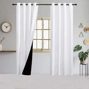 Pure Color Blackout Curtains Set, Privacy Grommet Curtains, 100% Light Blocking Window Drapes, 2 Pieces for Bedroom & Living Room, Easy Installation