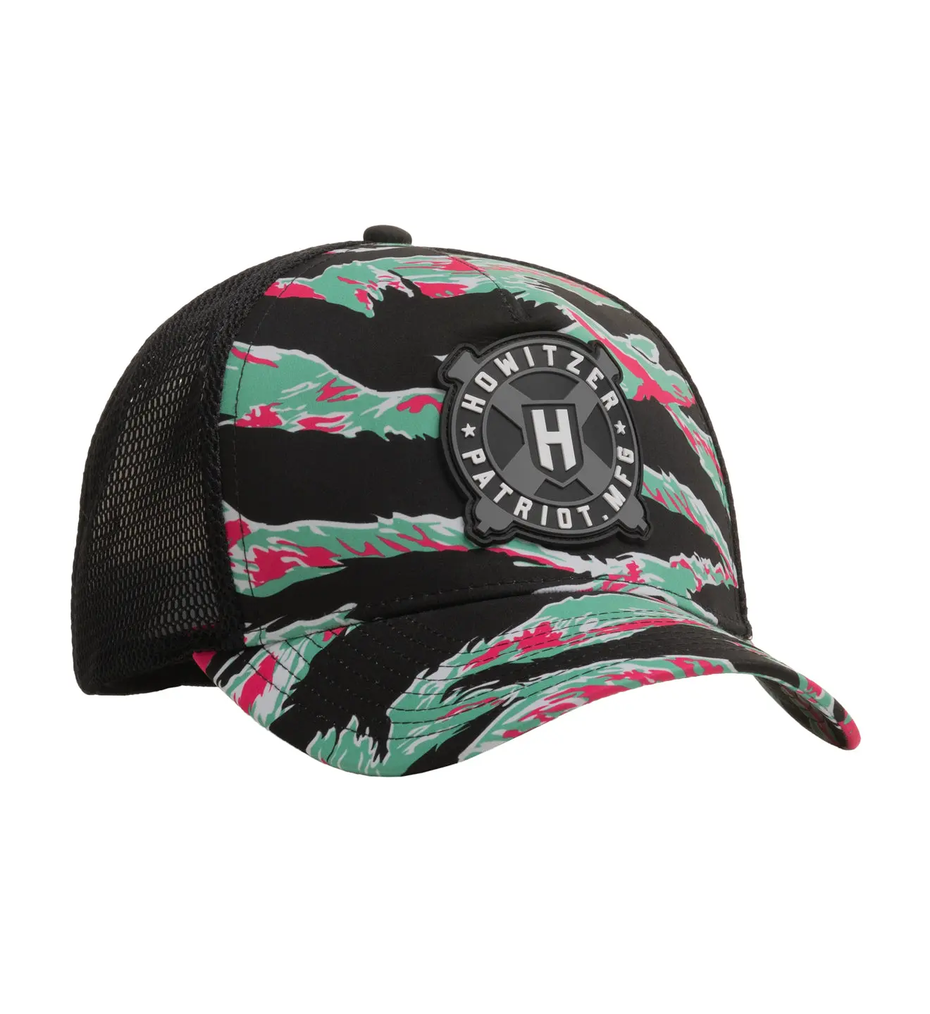 Howitzer Men's Animal Graphic Trucker Hat in Neon Tiger Camo, a Breathable 100% Polyester Casual Hat with Adjustable Strap, Adjustable Hat