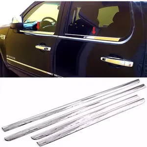 Sizver Polished Stainless Steel Window Sills Trims For 2007-2013 Chevrolet GMC Silverado Suburban Tahoe Sierra Yukon Yukon XL ^Not fit 99-07 Classic Model^