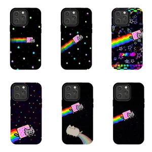 Nyan Cat Rainbow Phone Case Retro 8-Bit Pixel & Space Aesthetic Design Compatible for iPhone 17 16 15 14 13 12 11 and for Samsung S21-S25 Ideal Gift for Woman