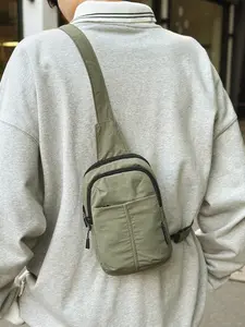 1pc Nylon chest bag for men, compact crossbody bag with multiple pockets, adjustable shoulder straps for casual commuting, lightweight phone bag, versatile and must-have for men's daily travel workwear style
