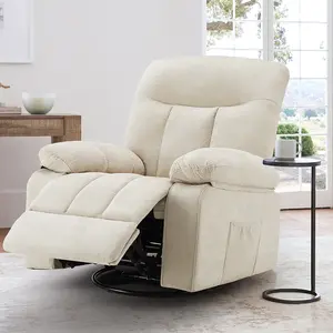 Recliner Chair with Massage and Heat, Wide Rocking Chair 360° Swivel, Oversized Nursery Rocking Recliner for Adults, Cashmere Reclining Sofa for Living Room