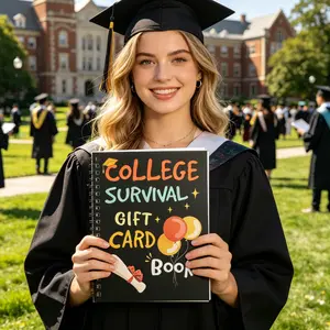 College Survival Gift Card Book, Spiral-Bound Gift Card Organizer & Keepsake Holder, Perfect Graduation Gift to Store and Display Gift Cards for New College Students