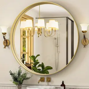 Circular Bathroom Mirror With Golden Frame In 24/30/32 Inches