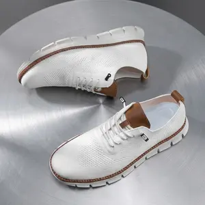 Men's Business Casual Lace Up Low Top Sneakers, Fall Style Breathable Comfortable Durable Knit Running Training Shoes for Men, All-match Round Toe Sneakers Athletic Shoes for Men