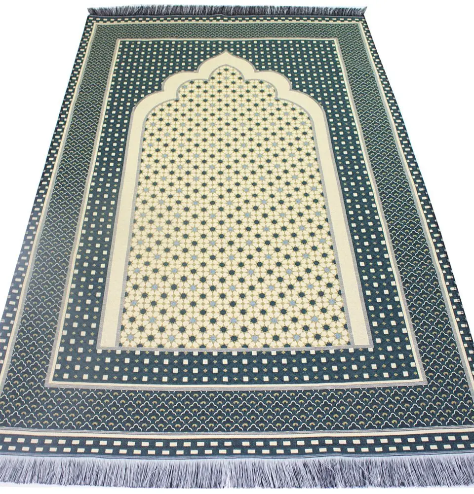 Cotton Woven Islamic Prayer mat Hira Diamond - Dark Green
