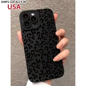 Cheetah Print Apple Tortoise Shell Phone Case Perforated Straight-Edged Leopard Print Black Hollow Painted Anti-Fall Phone Case Compatible With IPhone Compatible With Samsung Redmi 9, Redmi 9A, Redmi 10A
