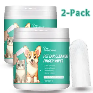 [2-Pack] No More Stinky Ears! Pet Ear Wipes Remove Wax Mites & Debris, Safe for Sensitive Ears,Natural Aloe Vera Ear Wipes for Puppies Kittens All Breeds