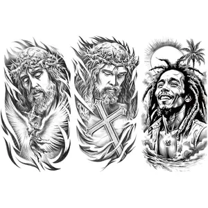 3 Jesus Waterproof Temporary Tattoos, Cross Angel Design, Realistic Body Art, Long-Lasting Fake Tattoo, Men Women Leg Arm Decor