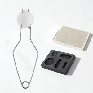 4Pcs Jewelry Melting & Casting Kit – Ceramic Crucible, 5-Hole Graphite Mold, Honeycomb Board & Tongs for Gold/Silver