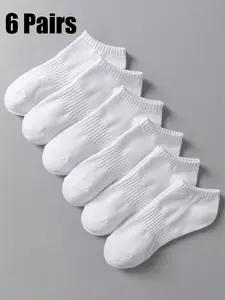 6 Pairs Unisex Boat Socks, Breathable Plain Socks, Minimalist Invisible Comfortable Breathable Sweat Absorbent, Ideal for Daily Wear, Sports, Travel, Business, Home