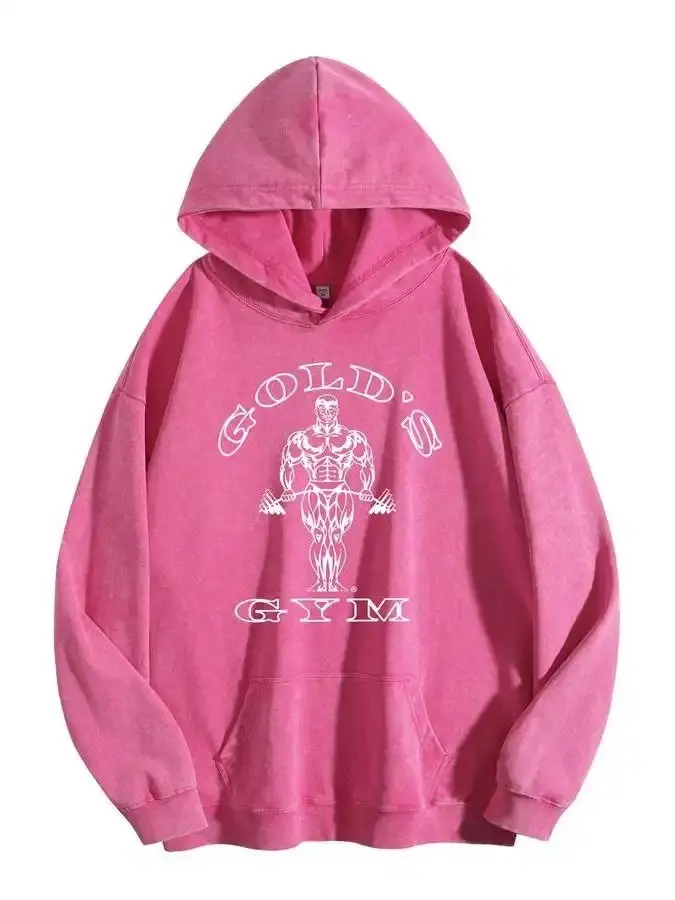 Harleyland Women's GYM Print Acid Wash Hoodie Essential For GYM Fitness Enthusiasts Vintage 2026 Hoodie Oversized Loose Fit Winter Warm Streetwear Casual Tunic graphic