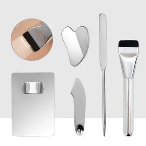 Makeup Foundation Brush Mixing Palette Kit, 1 Set Stainless Steel Color Grading Tool, Professional Makeup Tool For Women, Portable Makeup Tools