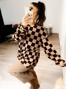 Checkered Corded Sweater