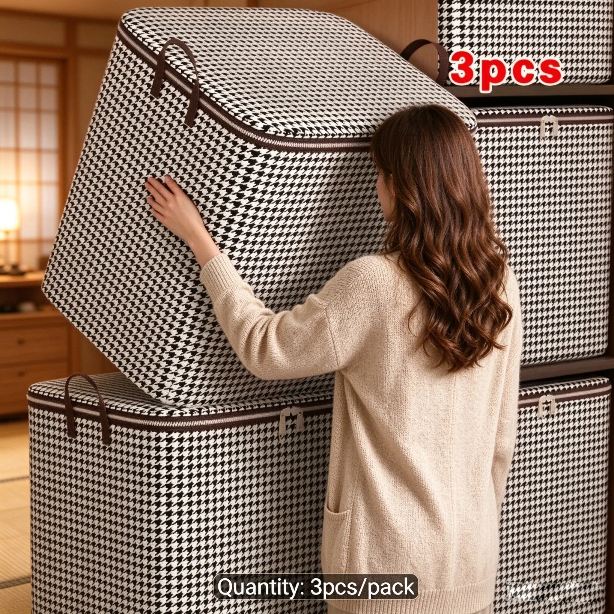 3-Pack Extra Large 53.76 Gallon Thick Household Storage Box, Large Capacity Clothing and Bedding Storage Bucket, Storage Bag for Under-Bed Organization, Moving and Traveling