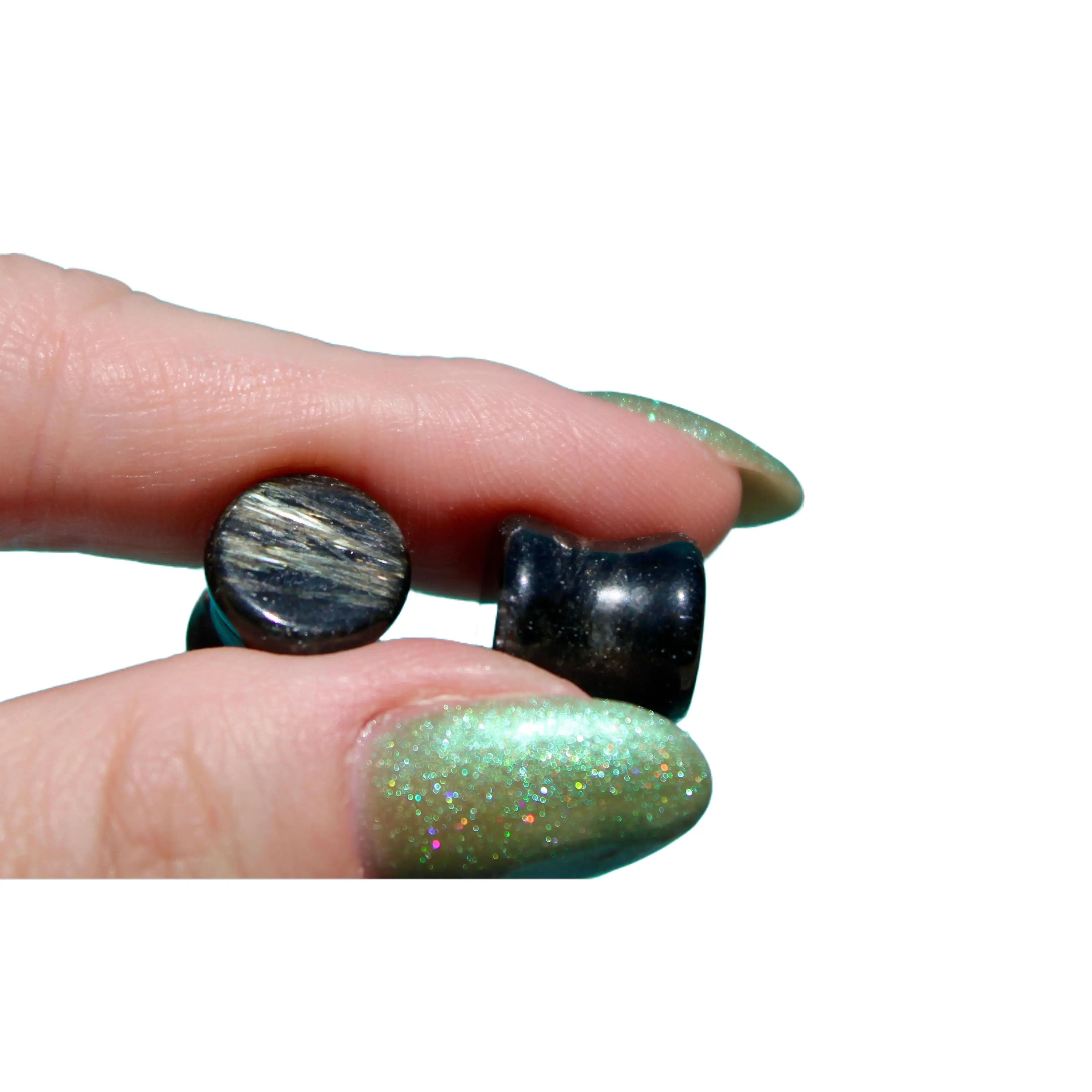 Garnet and Astrophyllite Double Flare for Gauged Ears