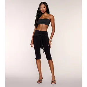Checked In Tie-Waist Capri Pants
