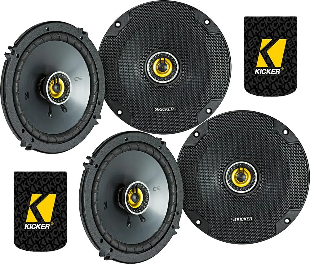 KICKER 46CSC654 4-Ohm CS-Series CSC65 6.5-Inch (160mm) Coaxial Car Speakers, 2 Pairs