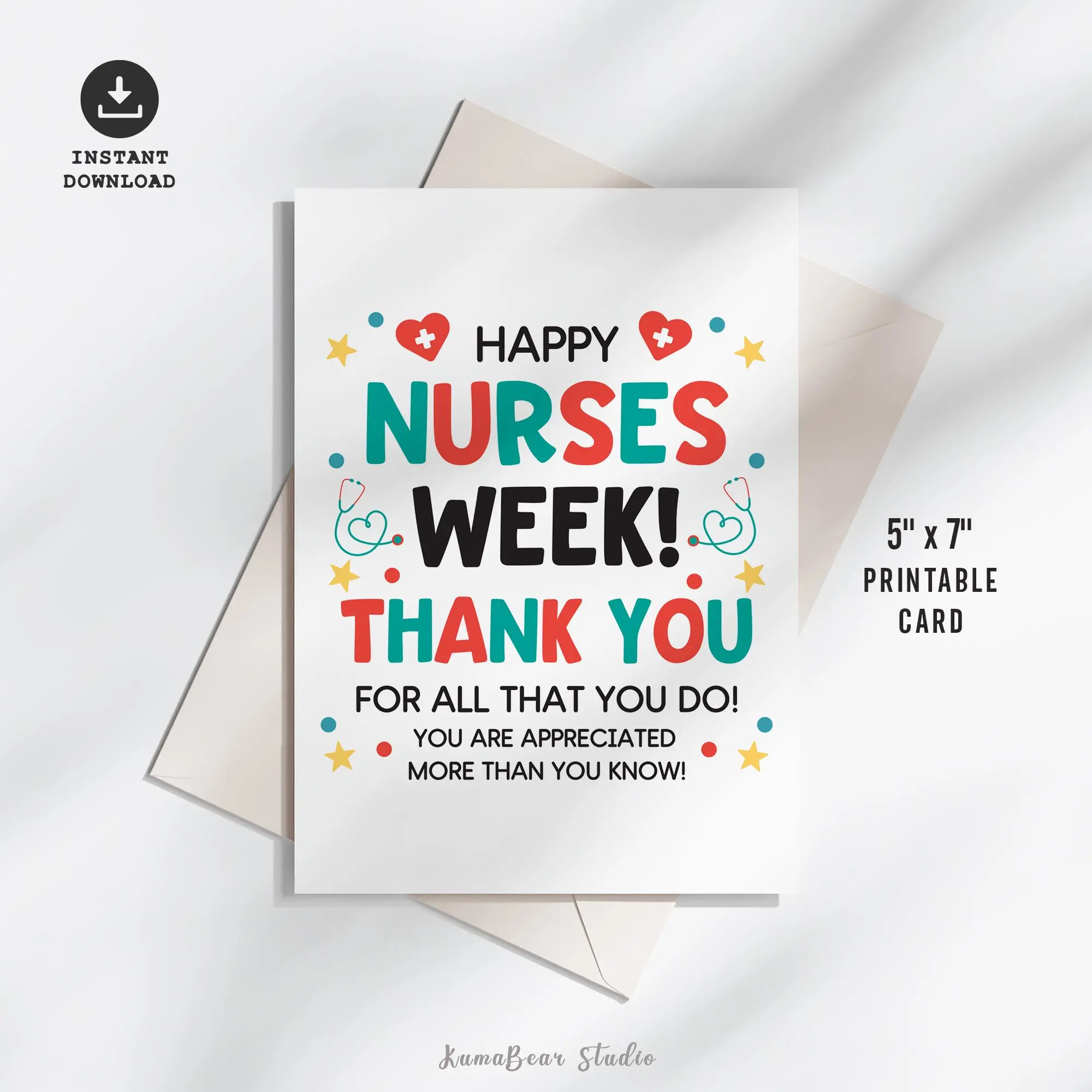 Nurses Week Printable Card, Nurse Appreciation Thank You Greeting Cards