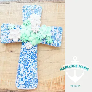 Handmade Purple Floral Cross