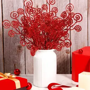 20 Piece Christmas Tree Spray Candy Shape Curled Rod Sprayer Branch Sequins Artificial Branch Picks for DIY Crafts Wreaths Home Decor Wedding Rings Vase Filler