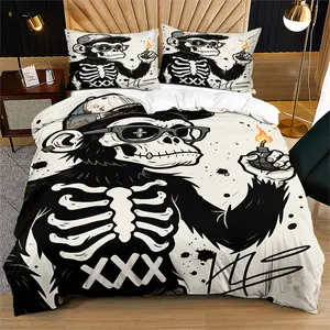 Cool Skull Gorilla Decorative Duvet Cover Set, Includes Pillowcase, Unique Design, Comfortable and Durable, Perfect for Teens and Adults
