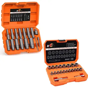 16 count Deep Bolt Extractor Set + 21 count 3/8" Drive Bolt Extractor Set, Nut and Bolt Extraction Remover Extraction Socket Tool Set or Broken, Damaged , Nuts & Screws