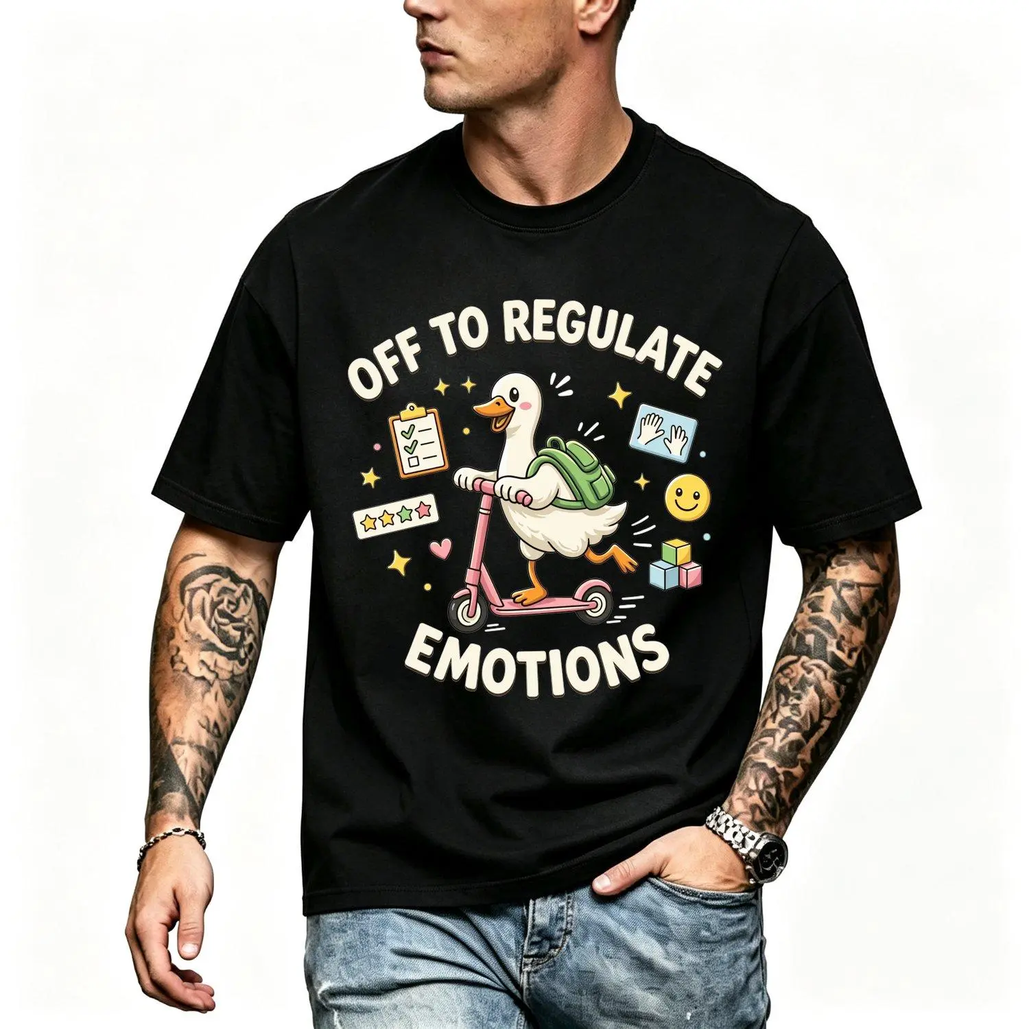 Womens Short Sleeves Sport T Shirt Off to Regulate Emotions Funny Goose ABA Therapy Therapist Design Athletic Casual Tee Top