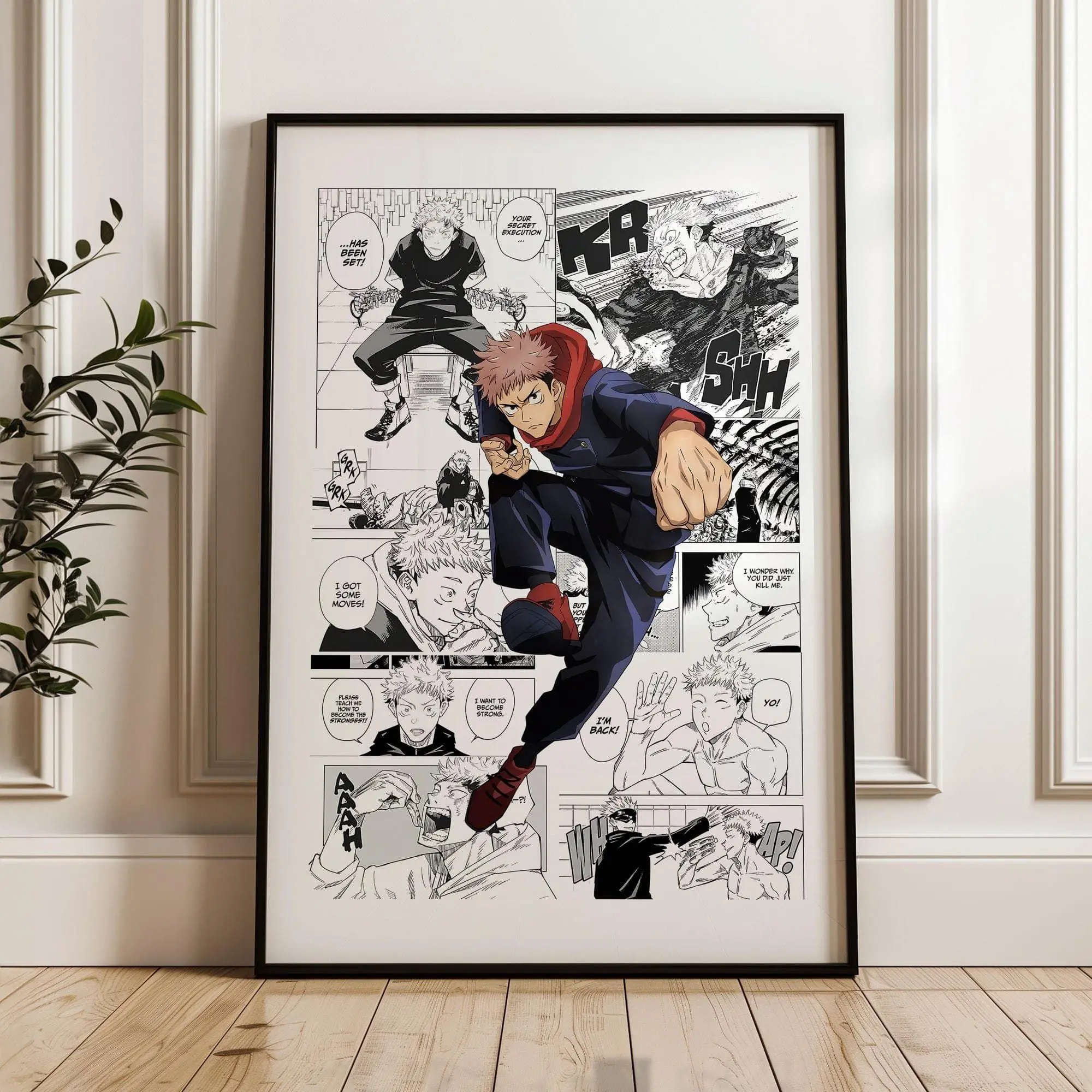 Jujutsu Kaisen Yuji Itadori Poster: Curated Manga Panels, Anime Satin ...