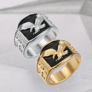 1pc Elegant Retro Domineering Eagle Pattern Stainless Steel Ring, Punk Hip-hop Rock Men's Finger Accessory, Jewelry Gift for Friends, Boyfriends, Lovers