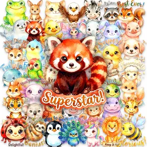 50pcs Cute Pet Inspirational Slogans Transparent PET Material Graffiti Stickers Suitable for Suitcases, Phone Cases, Laptops, Helmets, Skateboards, Waterproof Decoration, DIY Creative Stickers