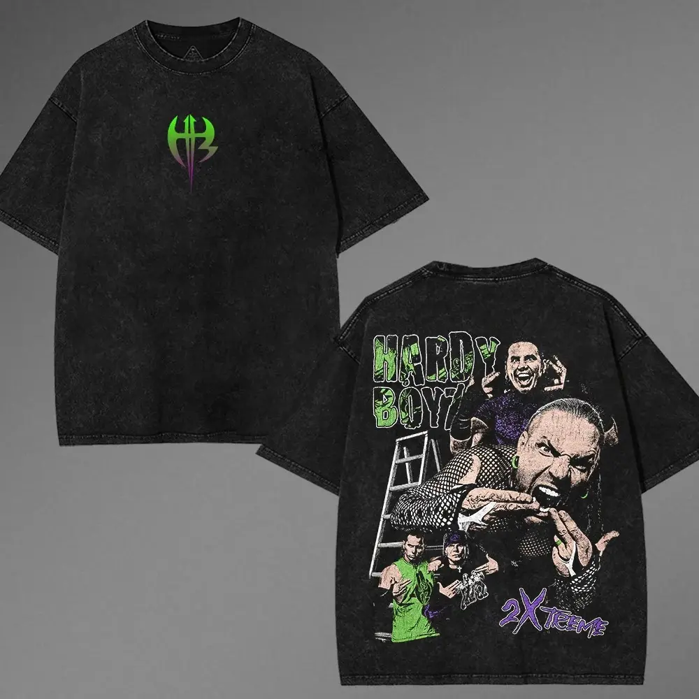 Vintage Washed Hardy Boyz T-Shirt, Retro WWE 2Xtreme Wrestling Graphic Tee, Heavyweight Pro Wrestling Fan Merchandise, Casual Streetwear Unisex Short Sleeve Shirt