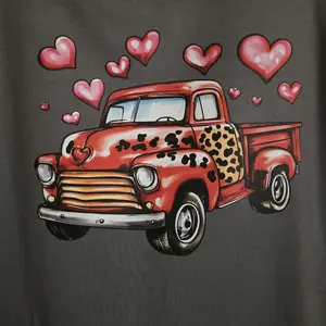 Women's Top with Heart and Truck Design - Menswear Tshirt for Everyday Wear