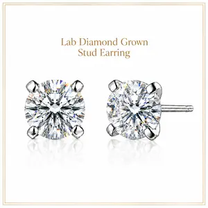 0.3 to 1 Carat S925 Sterling Silver Round Shape IGI Certified Lab Grown Diamond Stud Earrings for Women, 4 Prong Push Back (D Color VS Clarity) statement