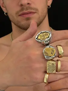 Fashion Asymmetric Metal Ring for Men, Hip Hop Unique Vintage Punk Jewelry, Luxurious Fashion Accessory, Ideal for Daily Wear and Special Occasions