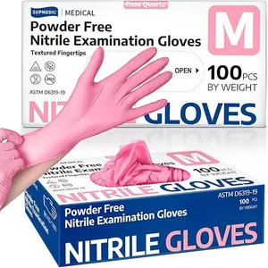 3.5 Mil Pink Purple Black Powder-free Nitrile Exam Gloves 100Pcs for Medical, Baking and Food Preparation Use-Hand ,Rubber