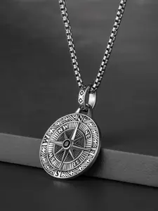 Vintage stainless steel compass pendant necklace, hip-hop punk style men's jewelry gift, Y2K gothic style accessory, street fashion, Exquisite jewelry gift