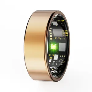 Unisex Smart Ring with Gold Charging Case, IP68 Waterproof Lightweight Accurate Wearable, 24-hour Health Monitoring, Blood Pressure & Heart Rate Tracking, Fitness & Daily Wellness Analysis, All Water-related Scenarios & Daily Hand Washing Compatible