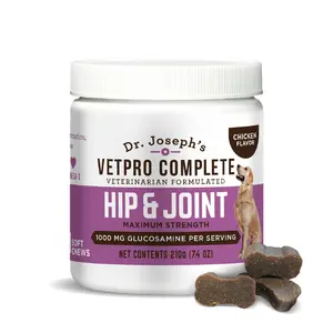 VetPro Complete Dr. Joseph's Hip and Joint Dog Chews, Pain and Inflammation Relief with Glucosamine, Chondroitin, MSM, Turmeric, Vitamin C, Omega 3, Treats Hip Dysplasia