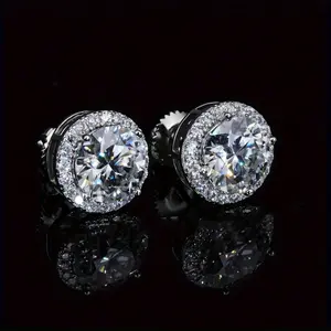 2 Carat VVS1 Moissanite Stud Earrings - Mature Style, 925 Sterling Silver Post, Natural Round Cut Stone for Men and Women