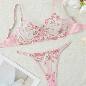 Sexy Lingerie Set Embroidered Lace Hollow Out Sexy Bra Womenswear Cute