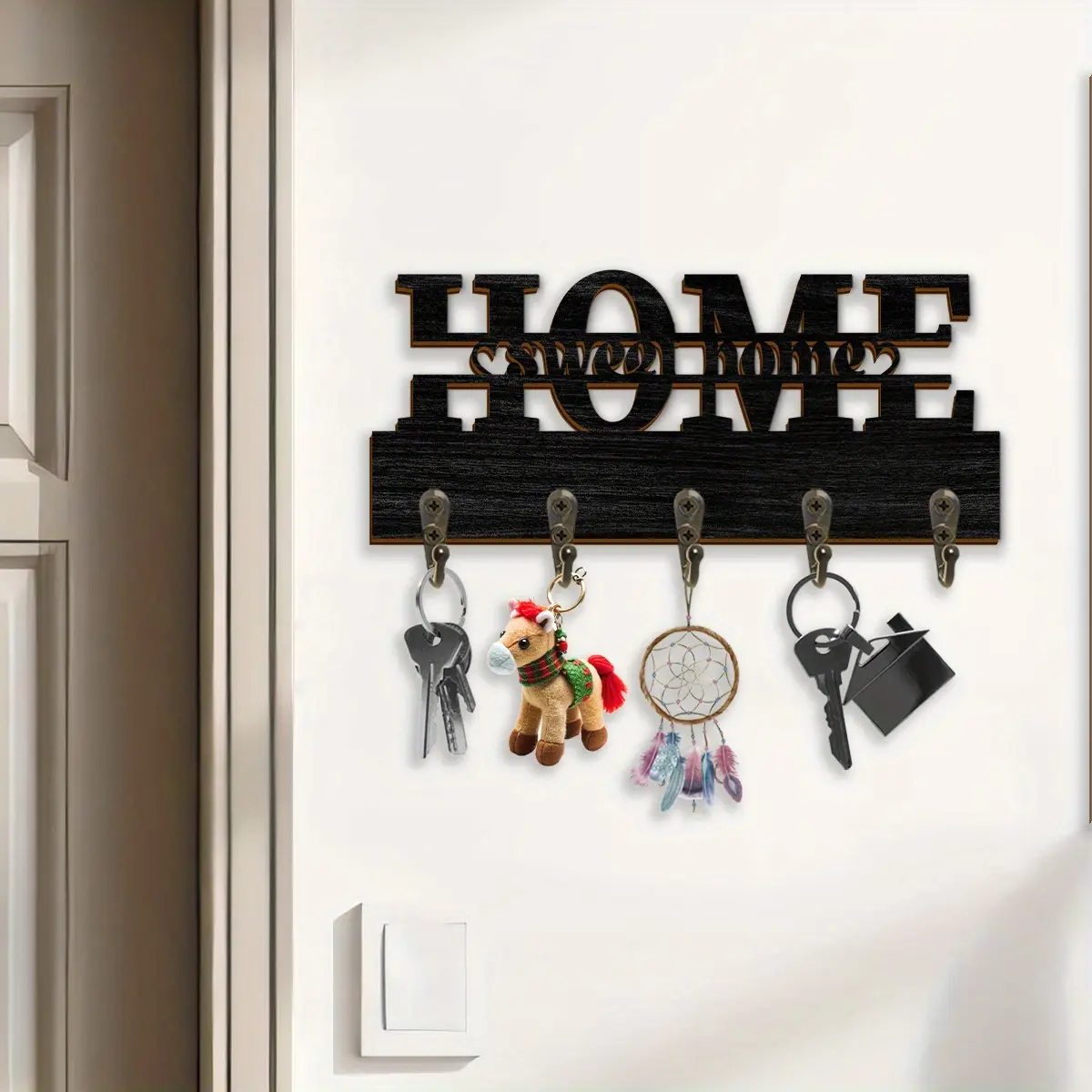 1pc Letter Wall Decoration Floating Frame Wall Hook, Decorative Hooks, Vintage Key Hook, Entrance Key Hook, Home Decoration Hook, Kitchen Accessory Hook, Key Holder, Bathroom Hooks