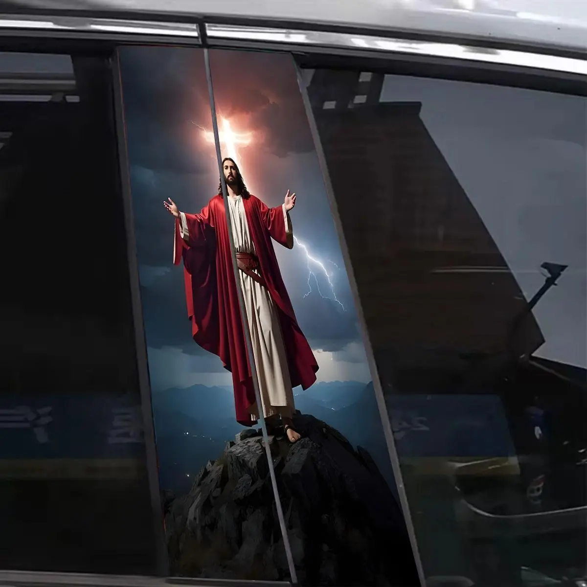 Jesus Pattern Car Window Sticker, Car Decals, Sticker For Cars, Waterproof & Anti-scratch Car B-pillar Sticker, Self-adhesive Car Decorative Sticker, Vehicle Exterior Decoration, Car Decorations, Car Accessories
