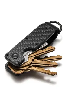 Minimalist Keychain, Heavy Duty Keychain - Compact Metal Key Storage Box With Screwdriver Carbon Fiber Pattern Unisex Key Clip Anti-Scratch Surface, Keys Sleek Light Slim, Durable Key Ring Holder With Gift Box, Gift For Friends, Family