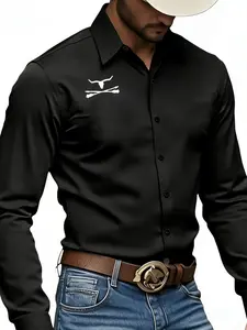 Men's Western Cowboy Style Long Sleeve Shirt, Casual Fit Fashion Design, Perfect for Everyday Wear