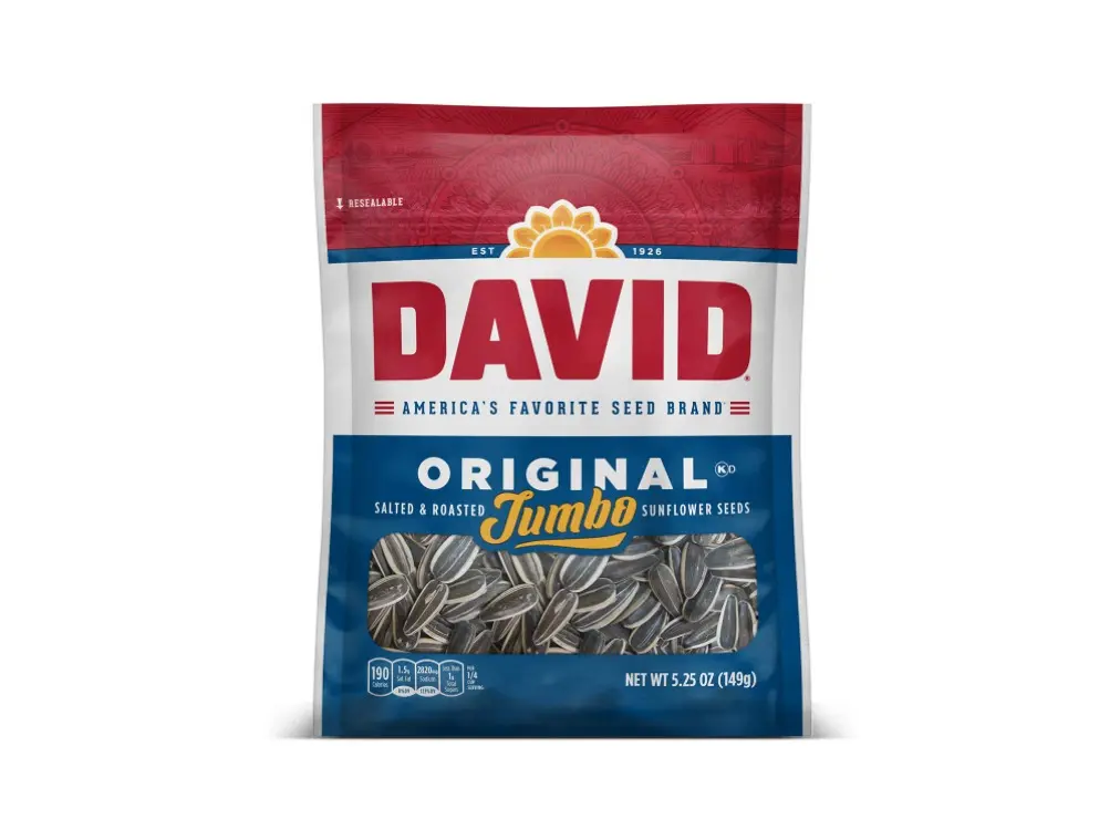 DAVID Seeds Original Salted and Roasted Jumbo Sunflower Seeds, Keto Friendly Snack, 5.25 OZ Bags, 12 Pack