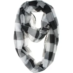 Scottish Fall Winter Soft Lightweight Plaid Check Tartan Sheer Infinity Scarf