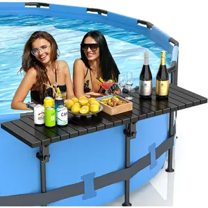 Pool bar above ground pool side bar aluminum pool side table holds up to 110lbs swim up bar fits top rails 448 or less frame above ground round oval swimming pool accessories