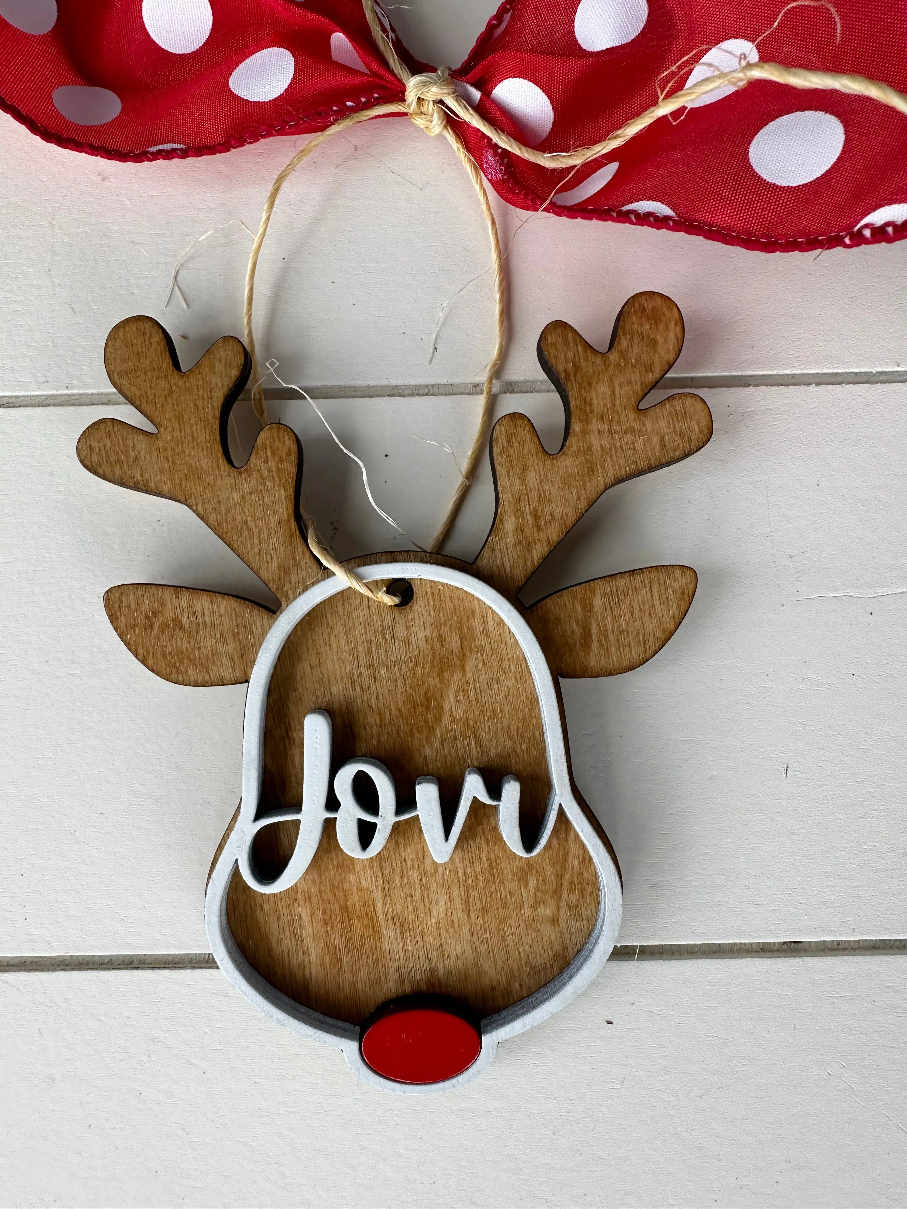 Handmade Customizable Christmas Santa Claus & Deer Ornament - 5" Stain-Painted Festive Hanging Ornament with Ribbon, Home Holiday Celebration Decor (Home & Festive Party Supplies), Approximately 5"